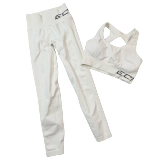 ECHT Matching Set Sports Bra Scrunch Leggings Women's Small/Medium Cream - Picture 5 of 5